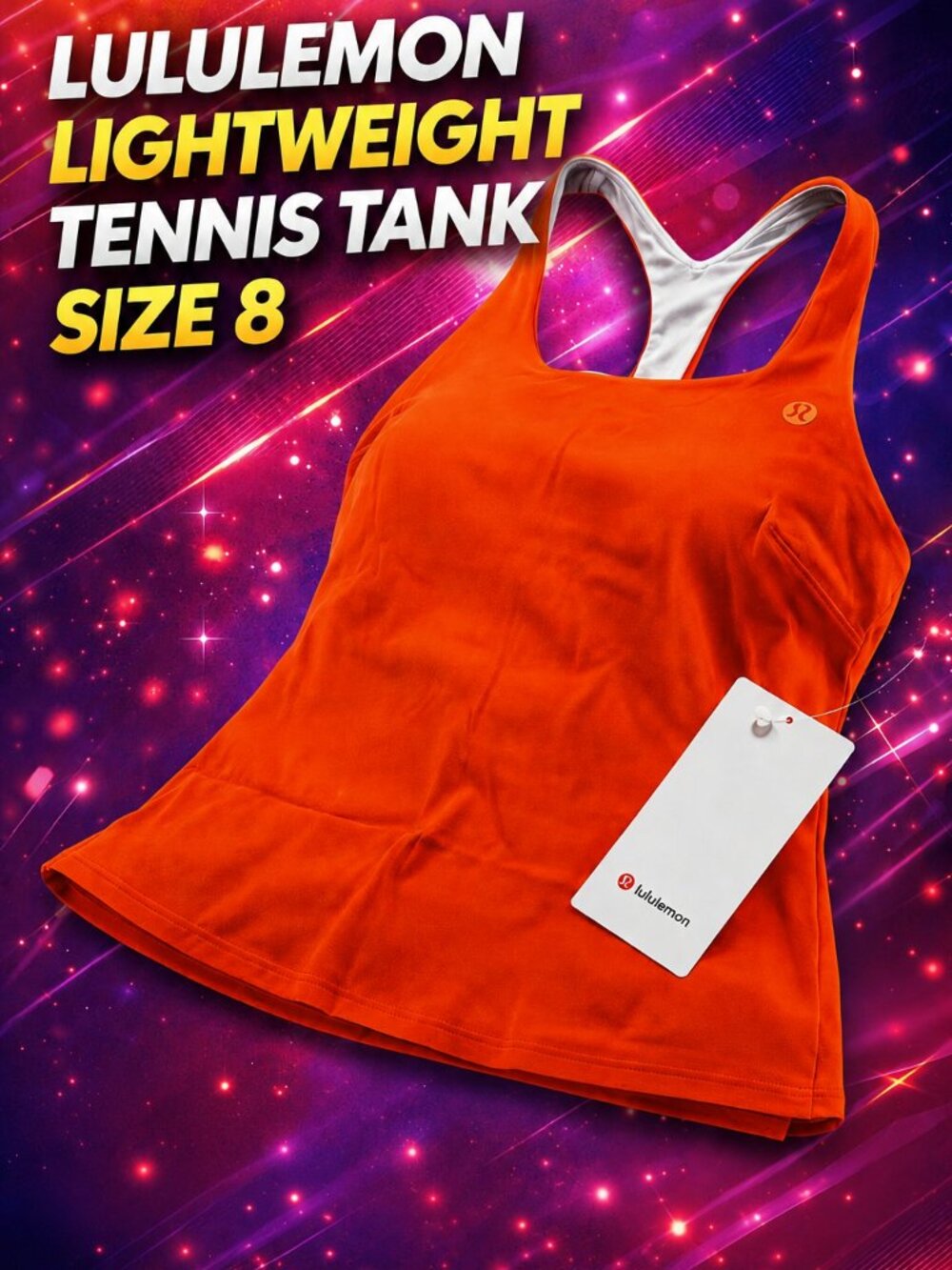 Lululemon Racerback Tennis Tank Orange Size 8 Lightweight Athletic Top NWT
